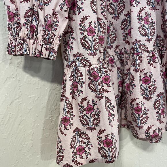 ~ crewcuts Sz 5 Floral Dress J.Crew Tiered Ruffles Pink Blue Button Front Crew - Picture 10 of 12